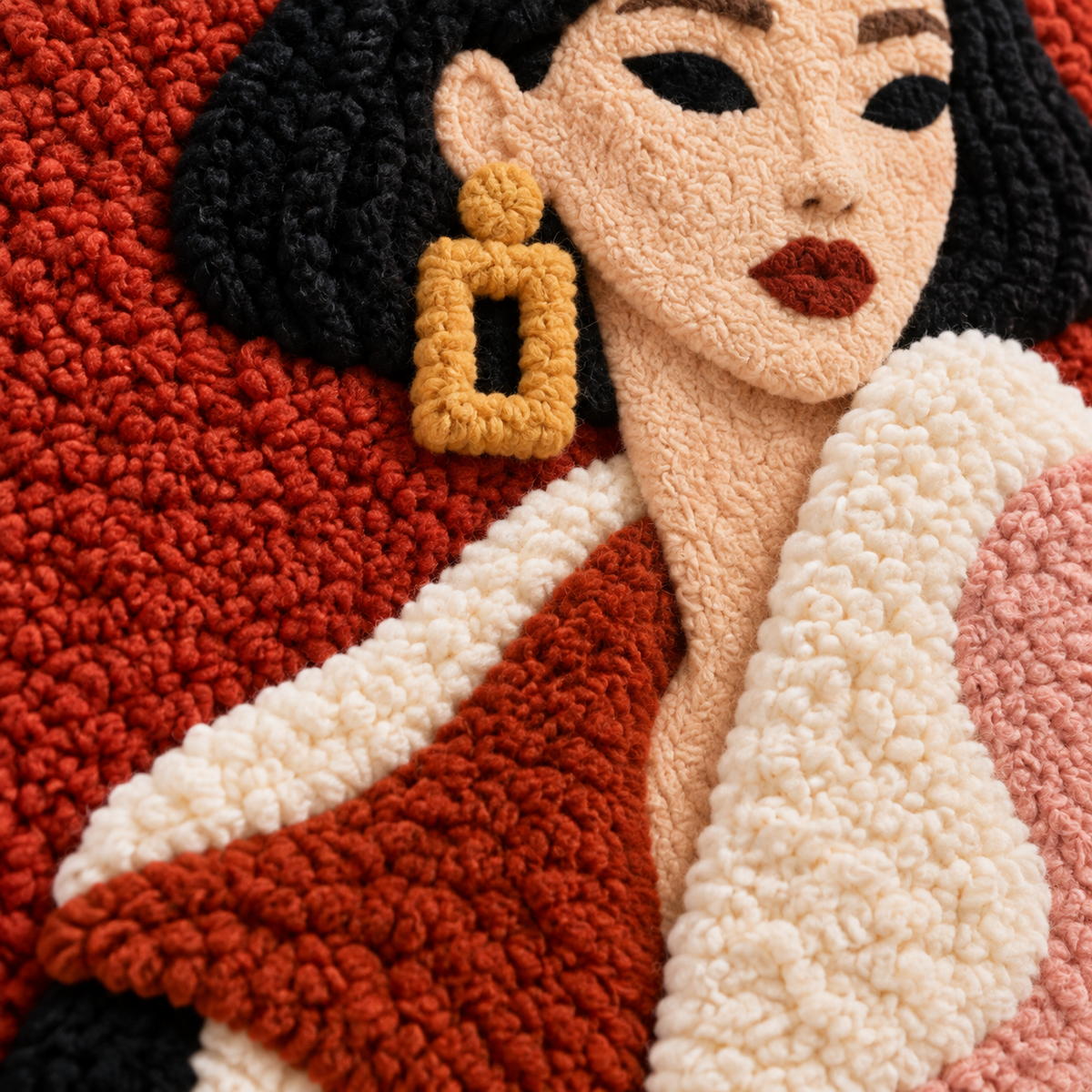 Scarlet Ribbon Coat — tufted wool texture detail