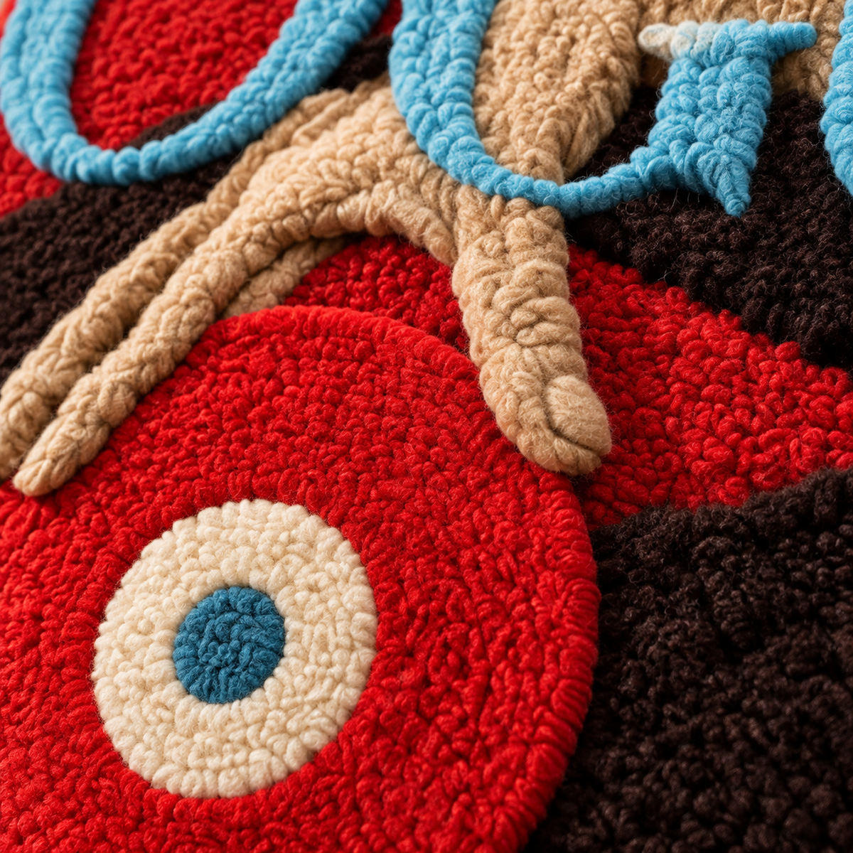 Scarlet Silhouette Magic — tufted wool texture detail