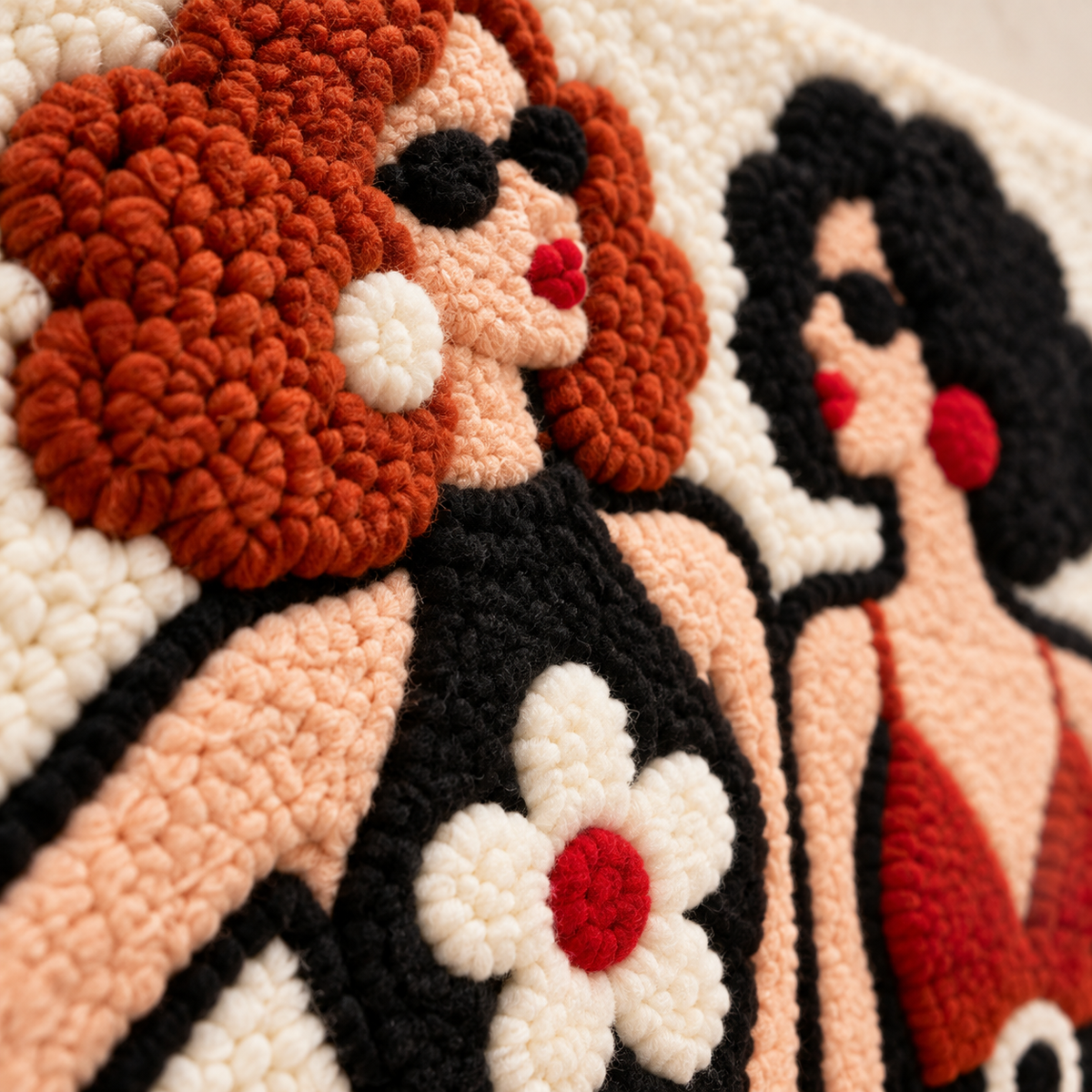Scarlet Street Companions — tufted wool texture detail