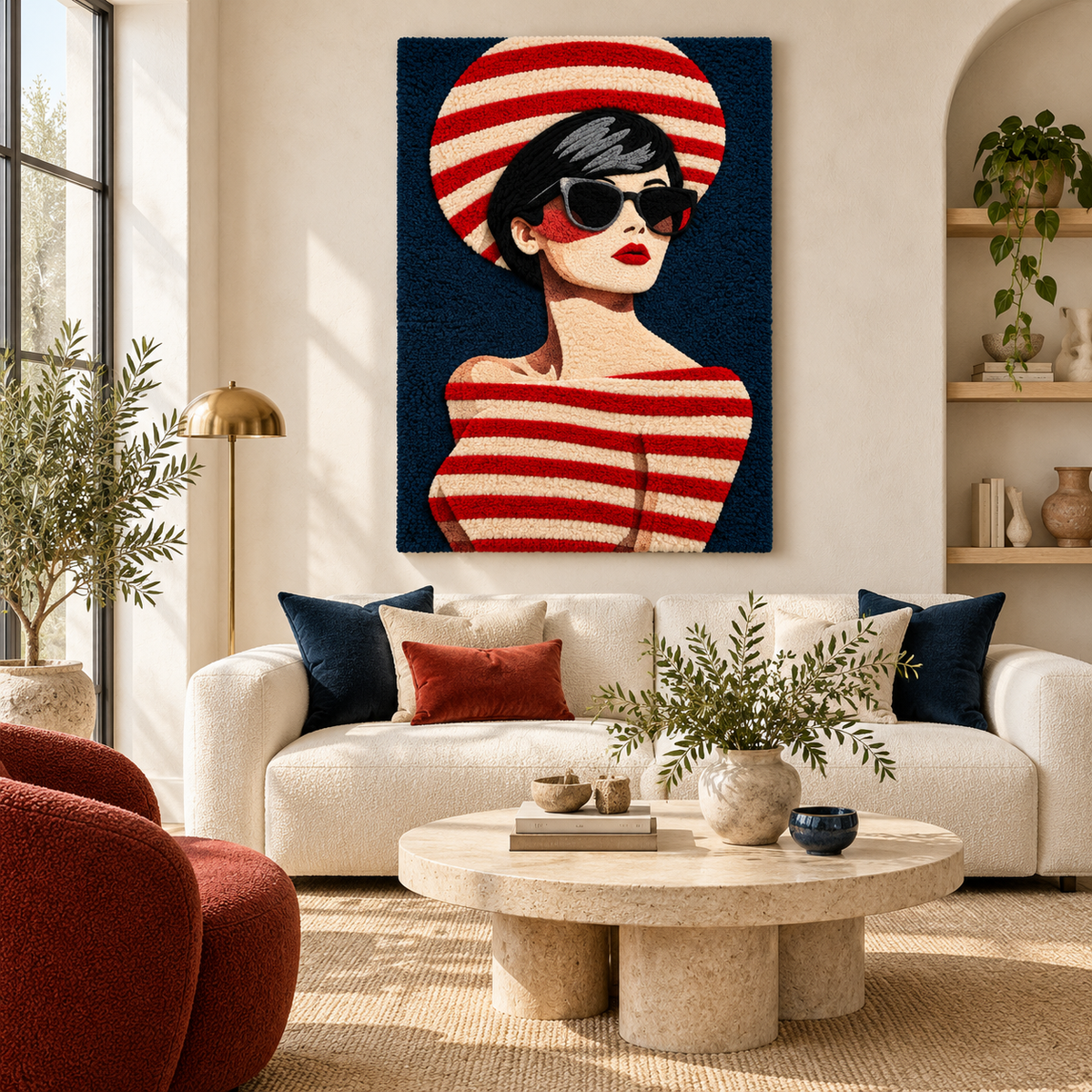Scarlet Stripe Summer — front-facing room scene [room-front]