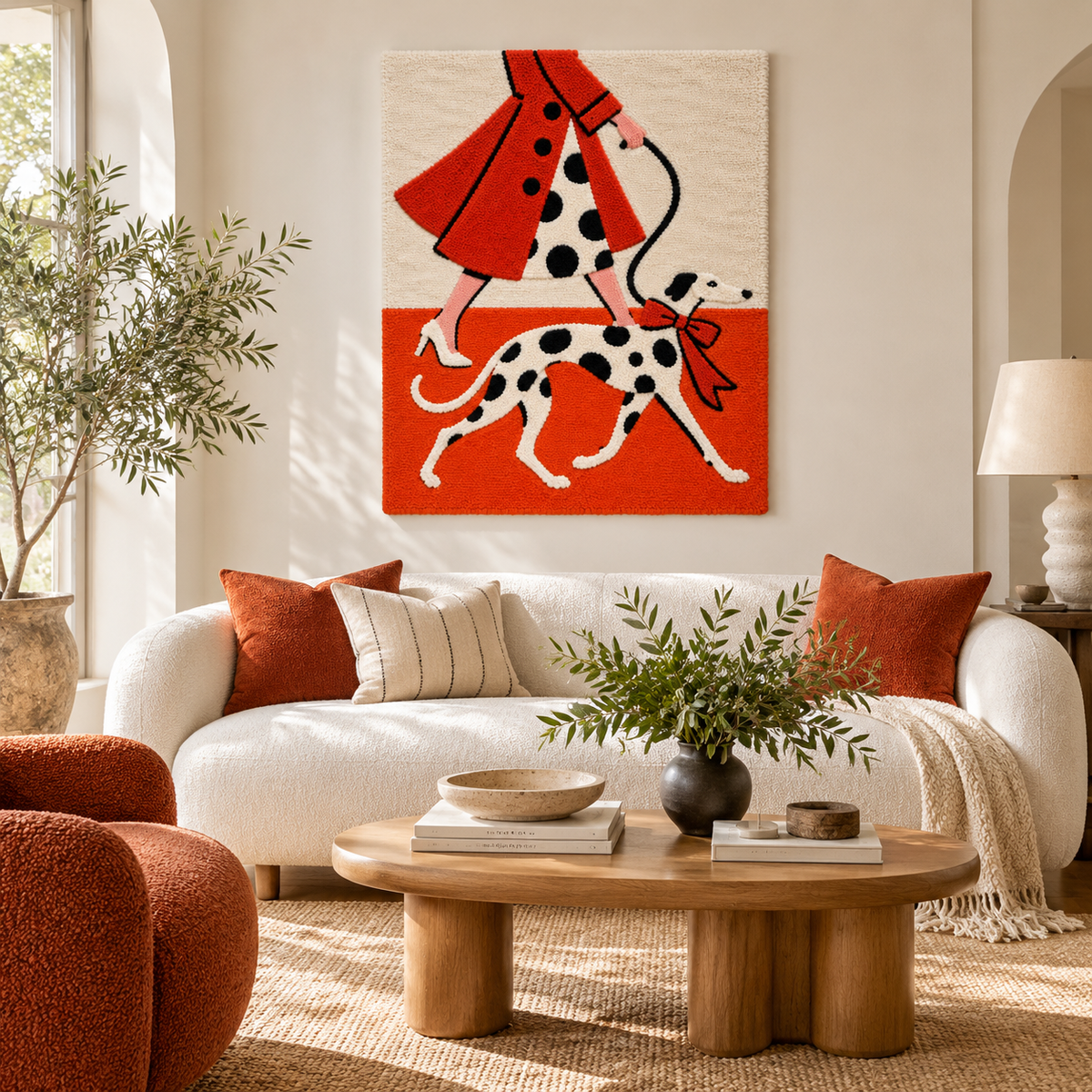 Scarlet Walk with Dalmatian — front-facing room scene [room-front]