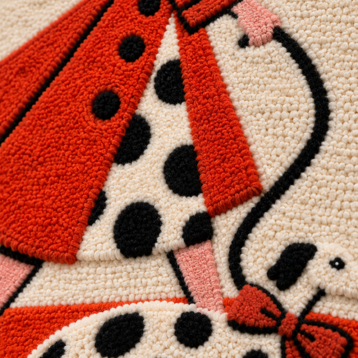 Scarlet Walk with Dalmatian — tufted wool texture detail