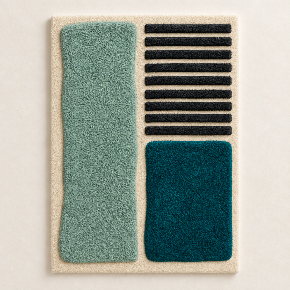 Sea glass wall art blocks with ebony lines by Hewn Earth, showcasing textured glass panels with sleek black accents.