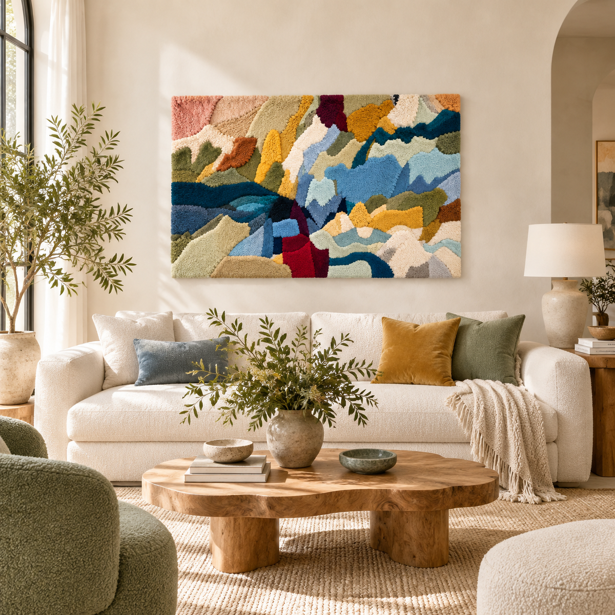 Sea Glass Collage — front-facing room scene