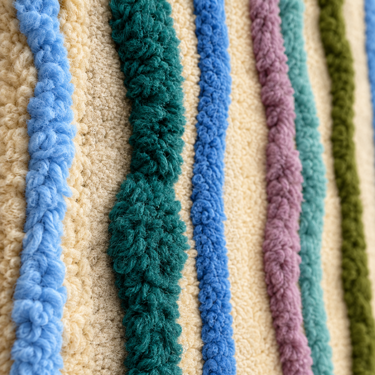 Sea Glass Pinstripes — tufted wool texture detail