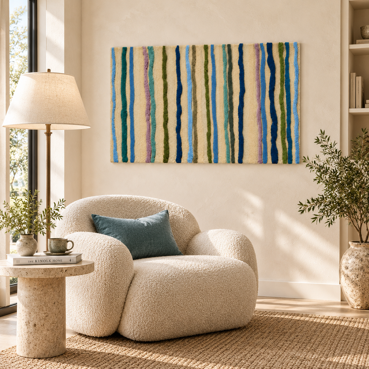 Sea Glass Pinstripes — room setting 1