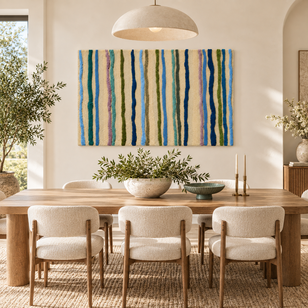 Sea Glass Pinstripes — room setting 2