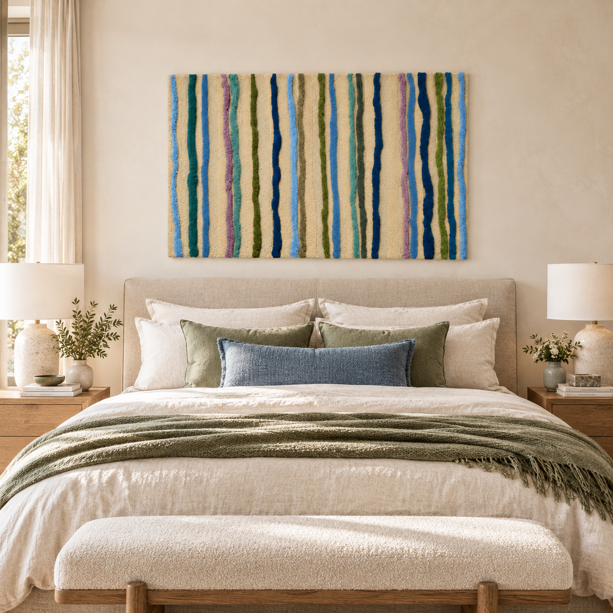 Sea Glass Pinstripes — room setting 3