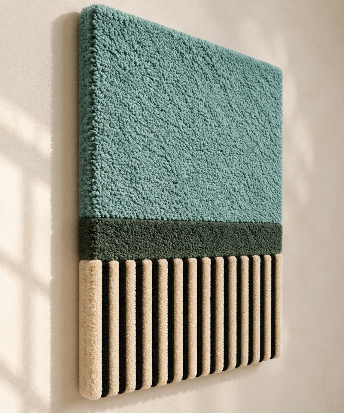 Seafoam Canopy Stripe Panel wall art by Hewn Earth, featuring a modern striped design in soft seafoam tones.