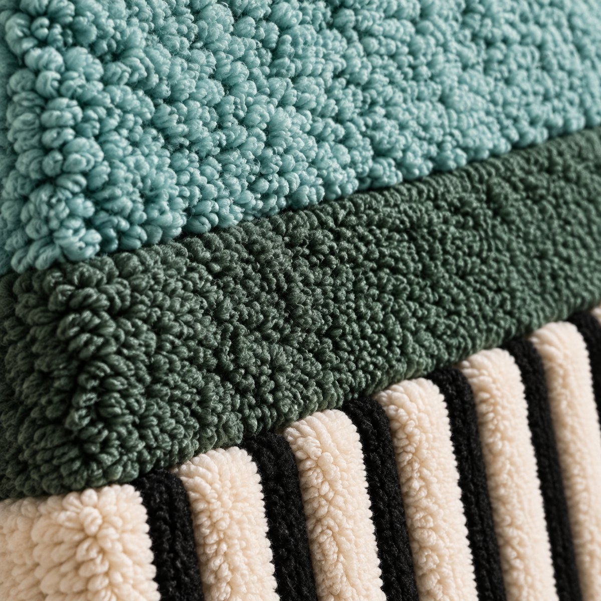 Close-up of Hewn Earth Seafoam Canopy Stripe Panel wall art featuring detailed fabric texture and stripe pattern.