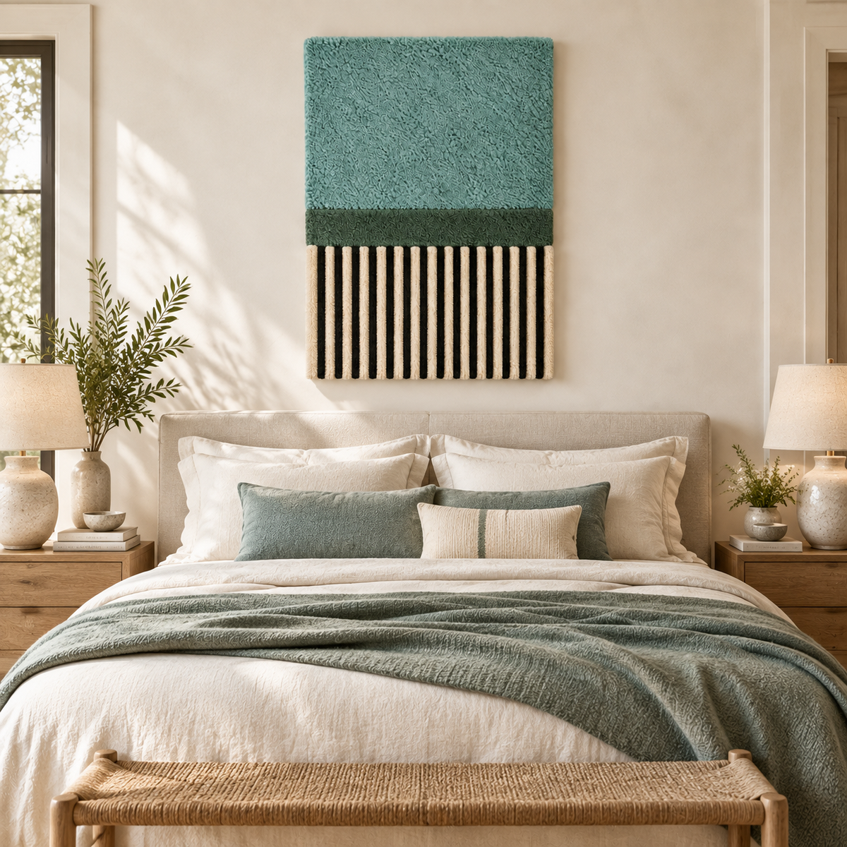 Seafoam Canopy Stripe Panel wall art by Hewn Earth featuring a modern striped design on a canvas panel.