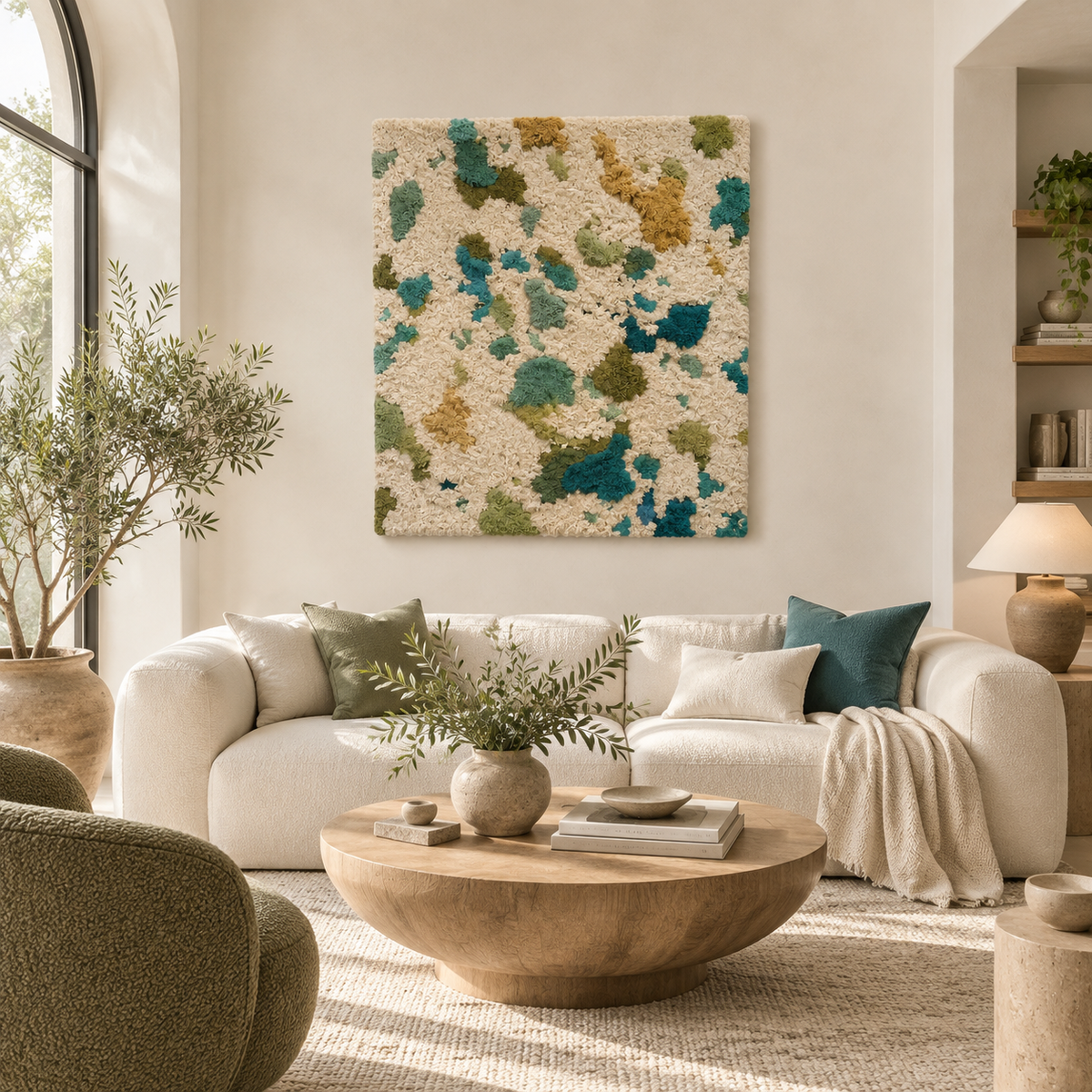 Seaglass Flecks on Ivory — front-facing room scene