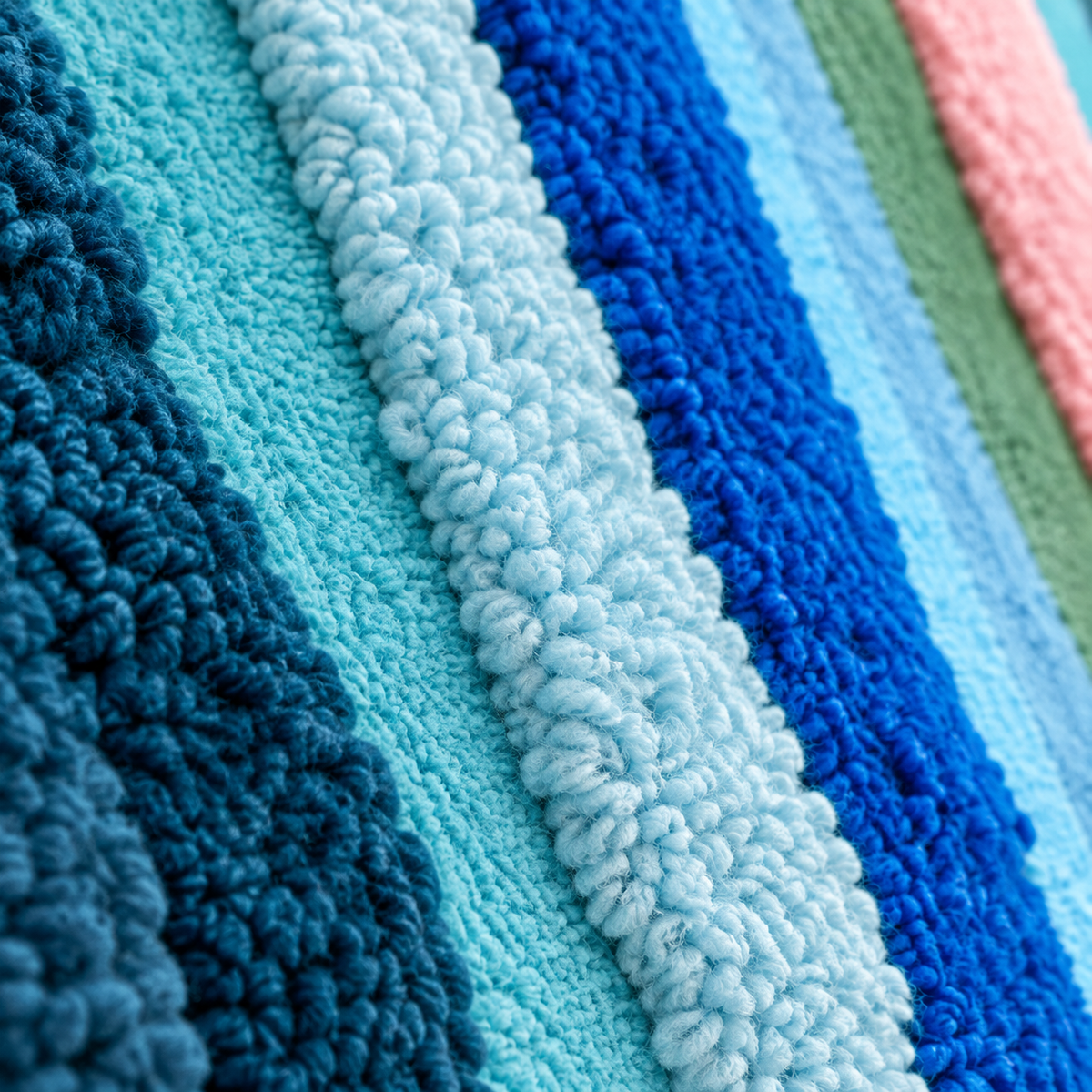 Seaside Ribbon Song — tufted wool texture detail