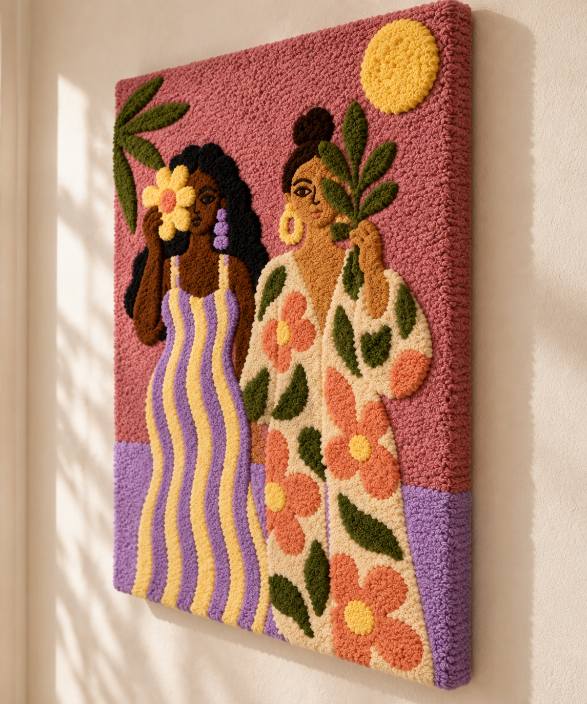 Sisters in a Blushing Garden — angled relief view