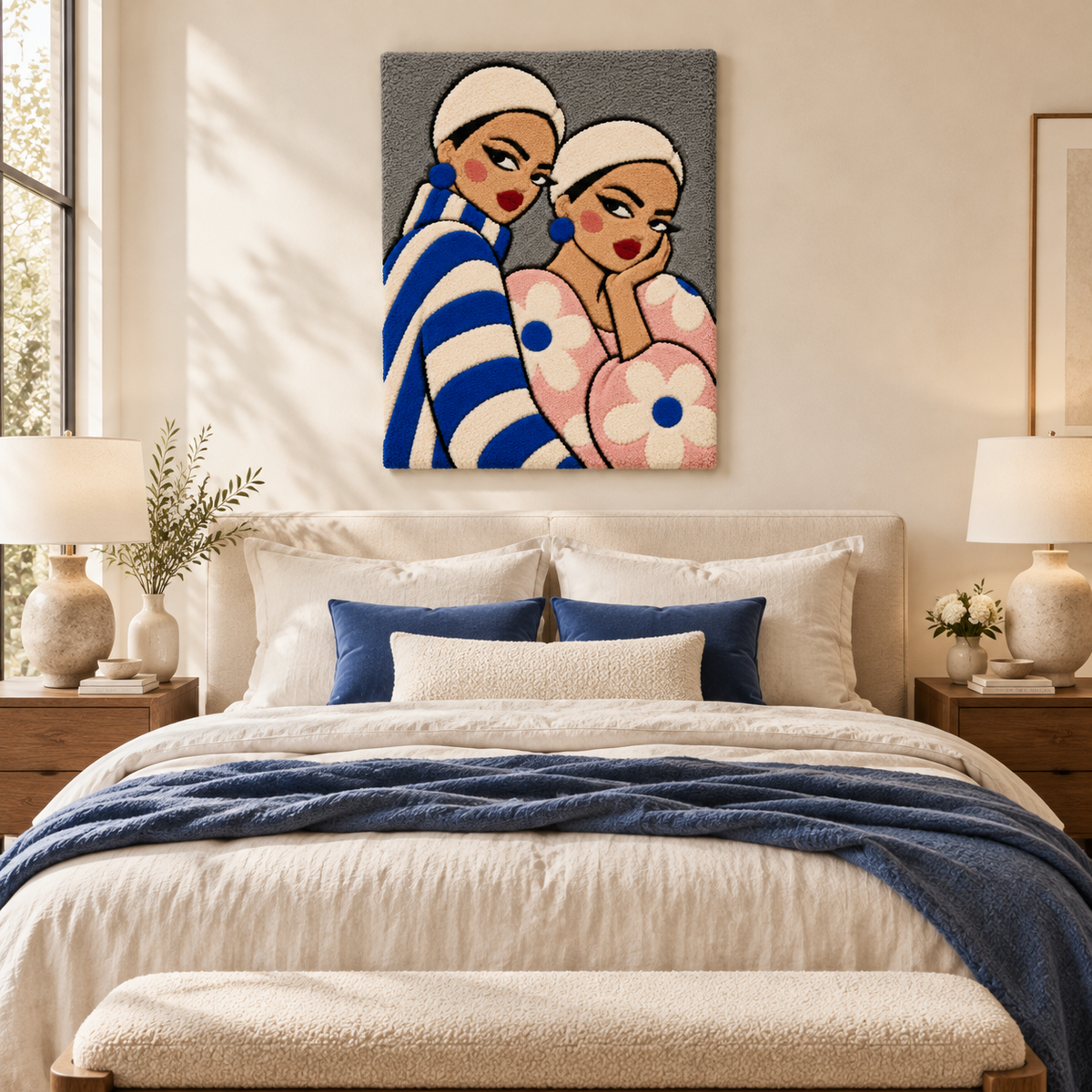 Sisters in Blue and Blossom — room setting 1