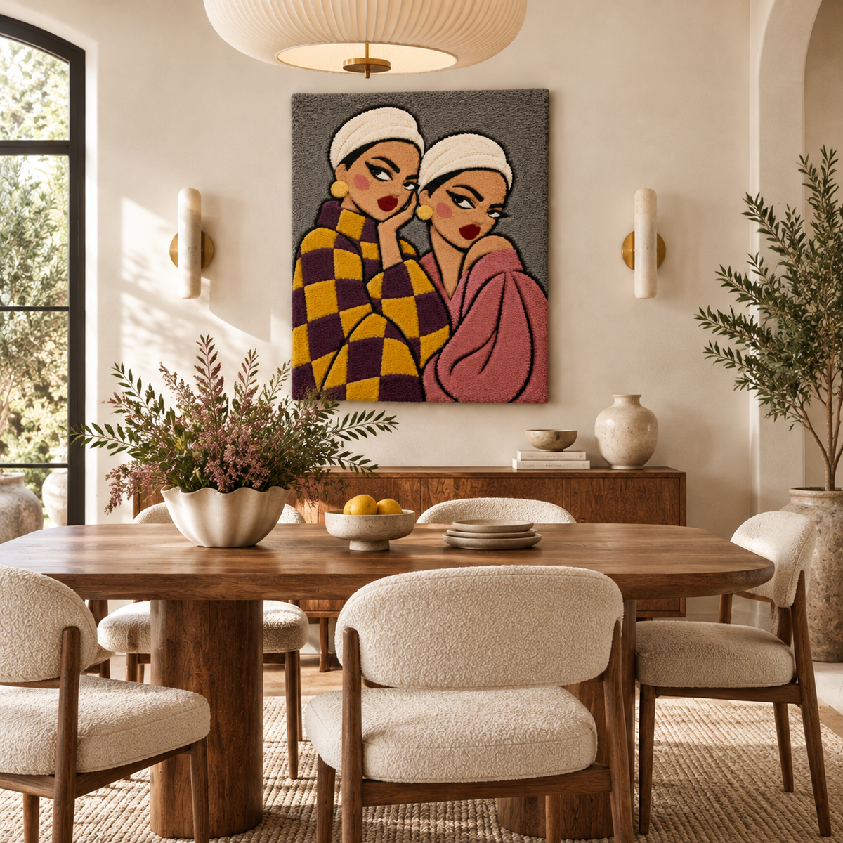 Sisters in Ochre and Rose — room setting 2