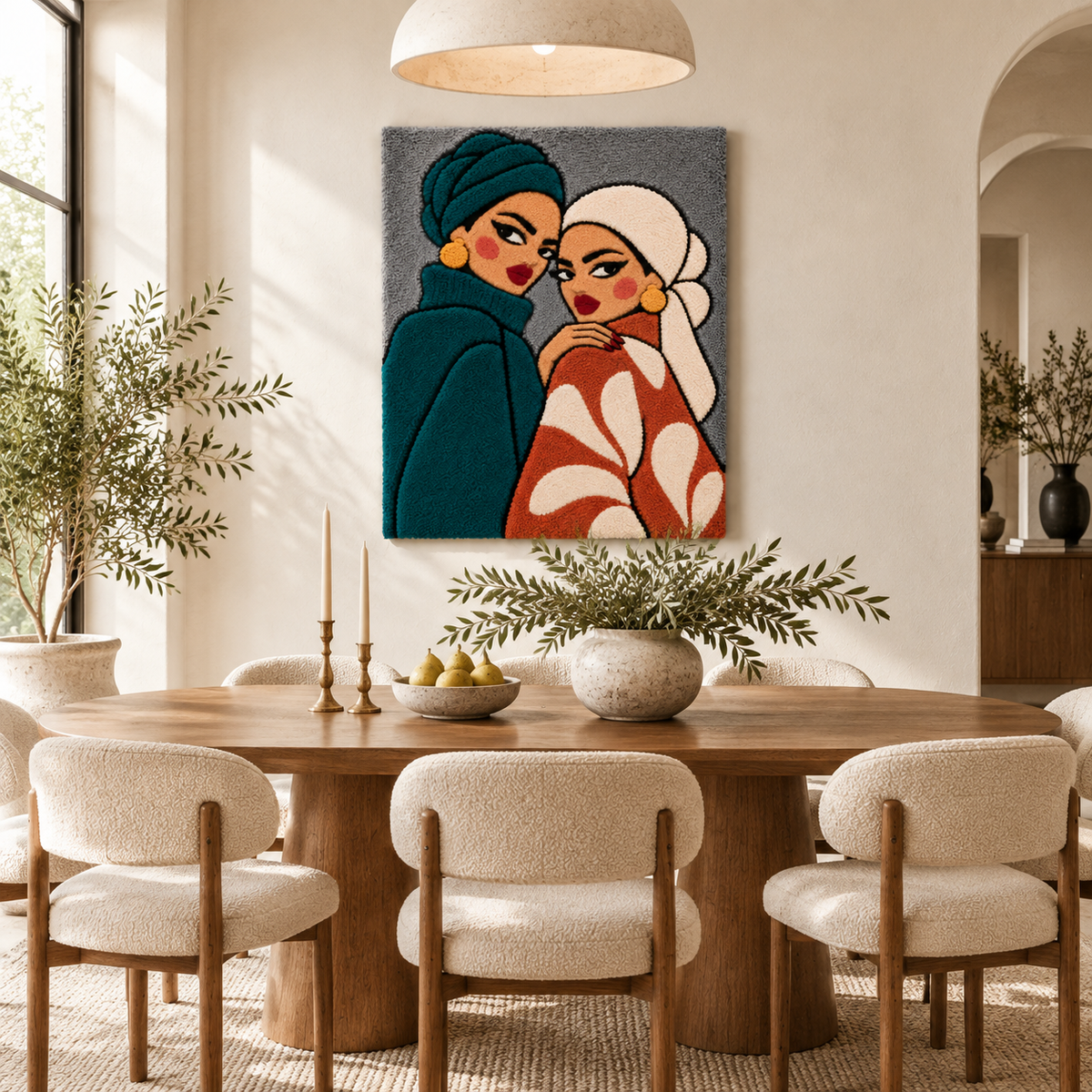 Sisters in Teal and Clay — room setting 2