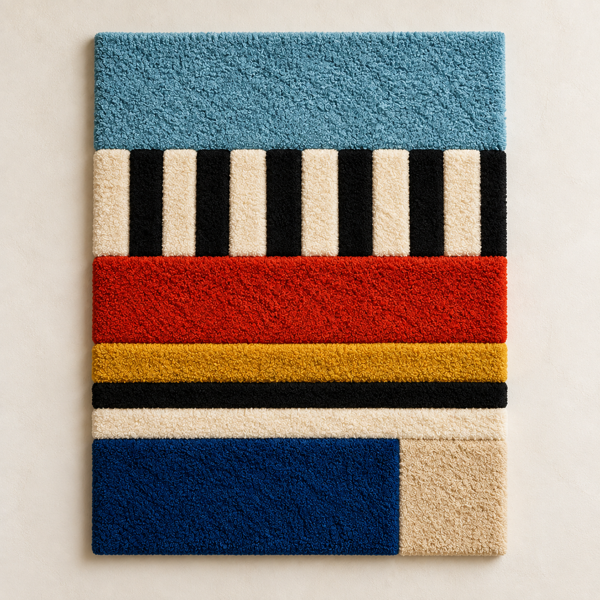 Hewn Earth Sky Stripe and Primary Bands wall art featuring vibrant, abstract sky-themed designs on a light background.