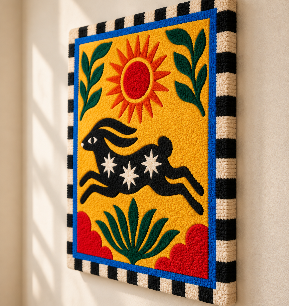 Solar Hare across Golden Fields — angled relief view