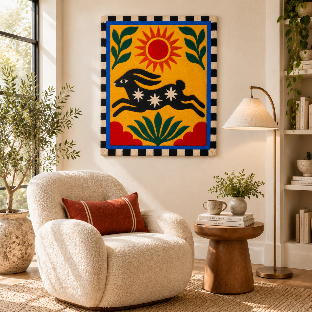 Solar Hare across Golden Fields — room setting