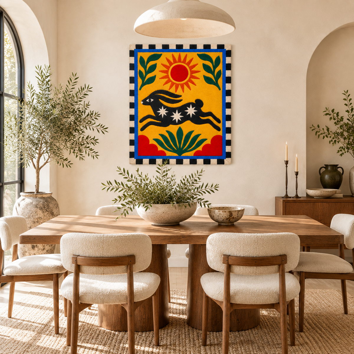 Solar Hare across Golden Fields — room setting