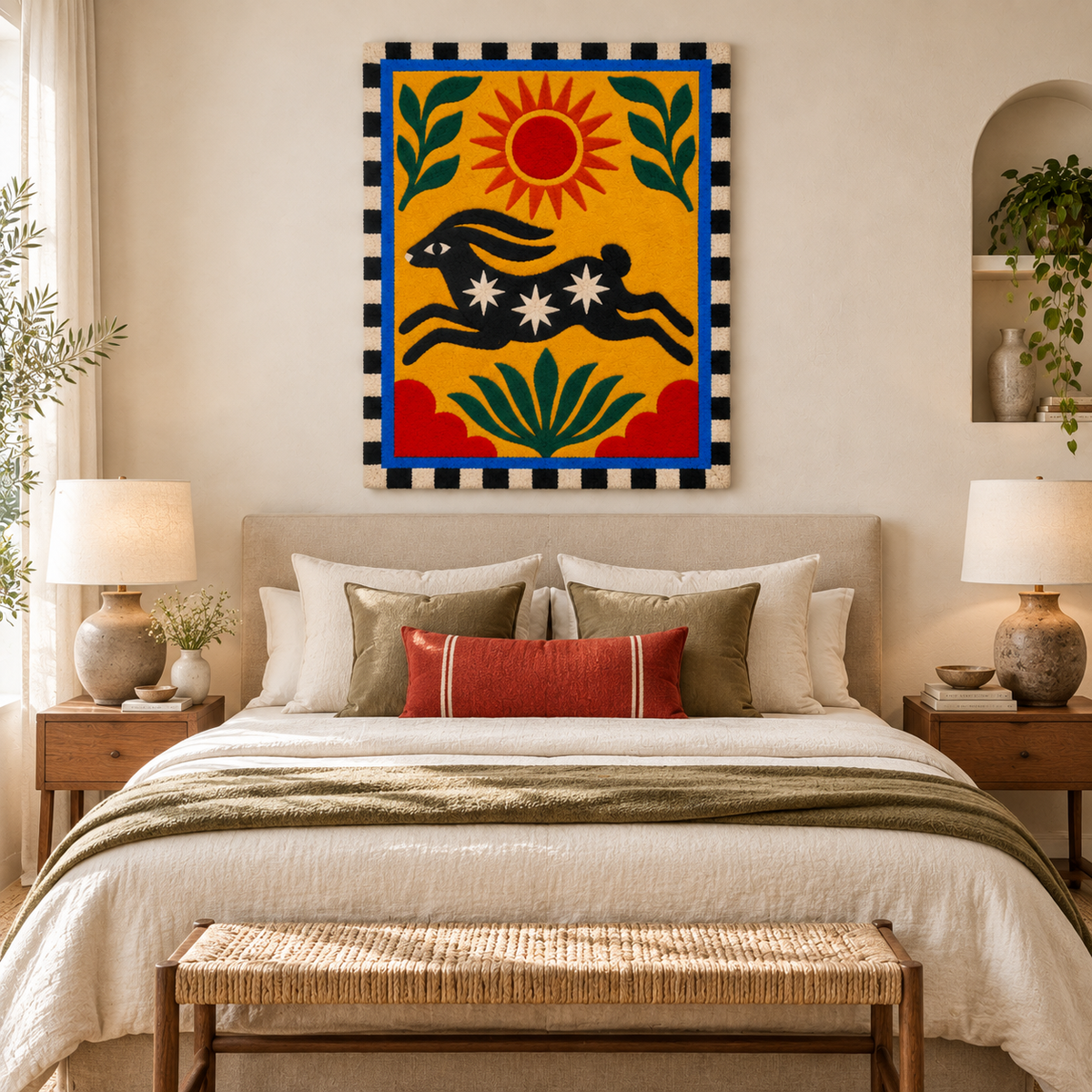 Solar Hare across Golden Fields — room setting