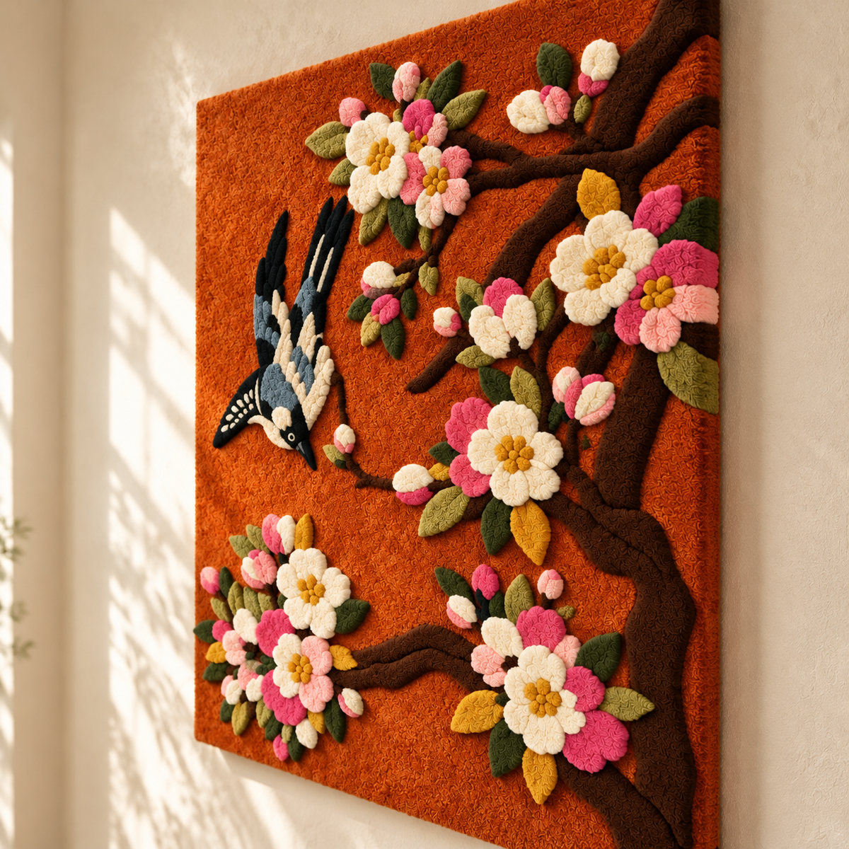 Songbird Blossom Branch by Hewn Earth Studio — angled relief view