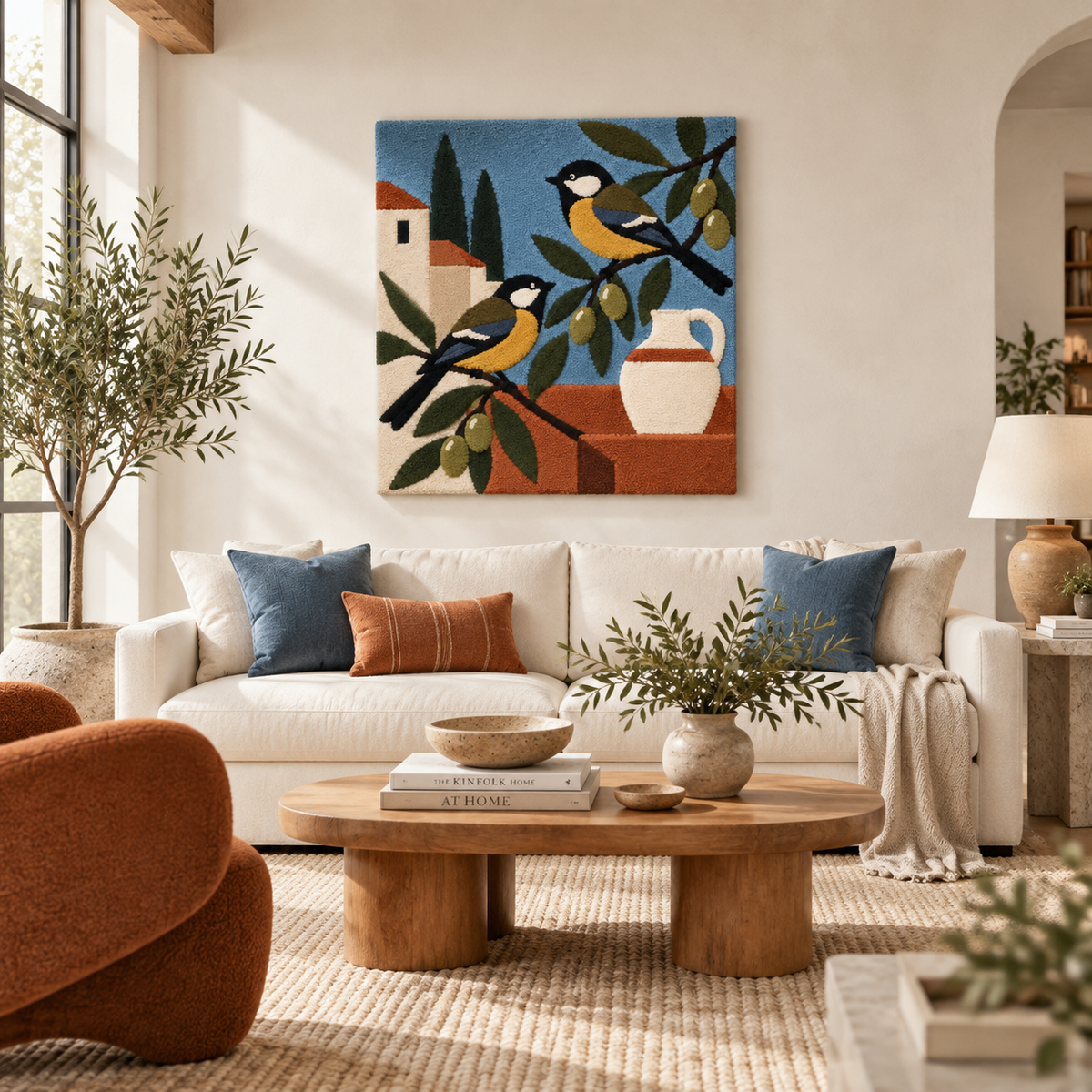 Songbirds in the Olive Courtyard — front-facing room scene [room-front]