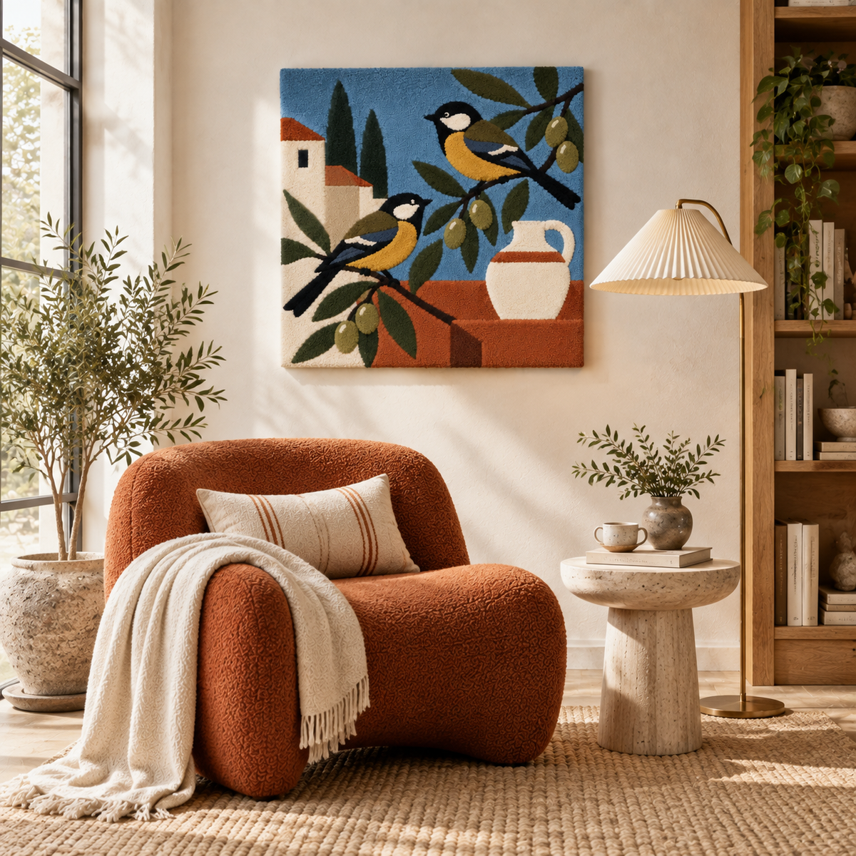 Songbirds in the Olive Courtyard — room setting 1