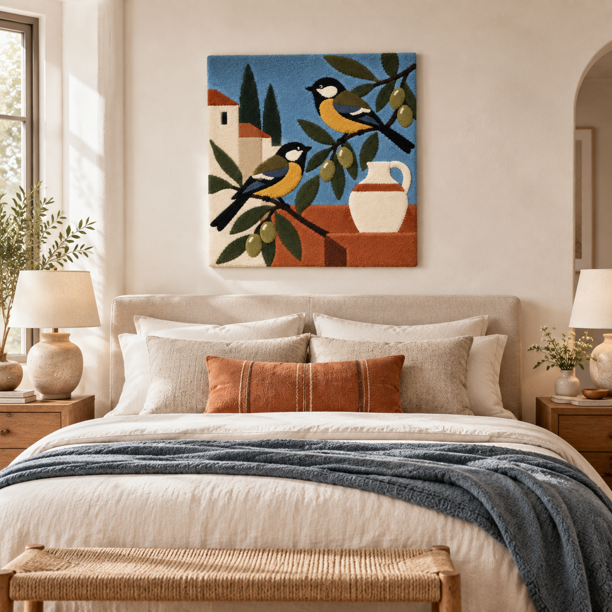 Songbirds in the Olive Courtyard — room setting 2