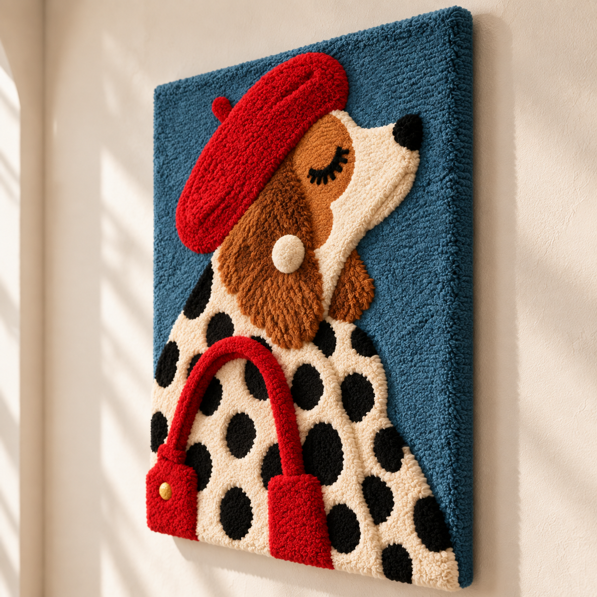 Spaniel in a Red Beret — angled relief view