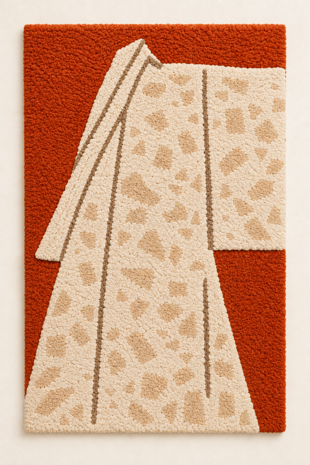Hewn Earth speckled ivory kimono wall art featuring textured, abstract design on a light background.