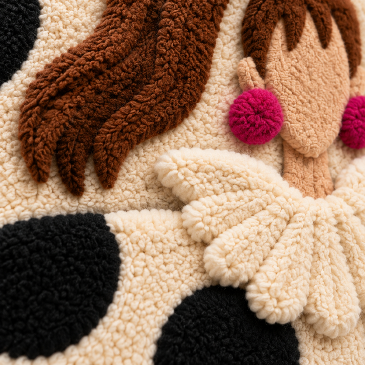 Spots and Emerald Ruffles — tufted wool texture detail