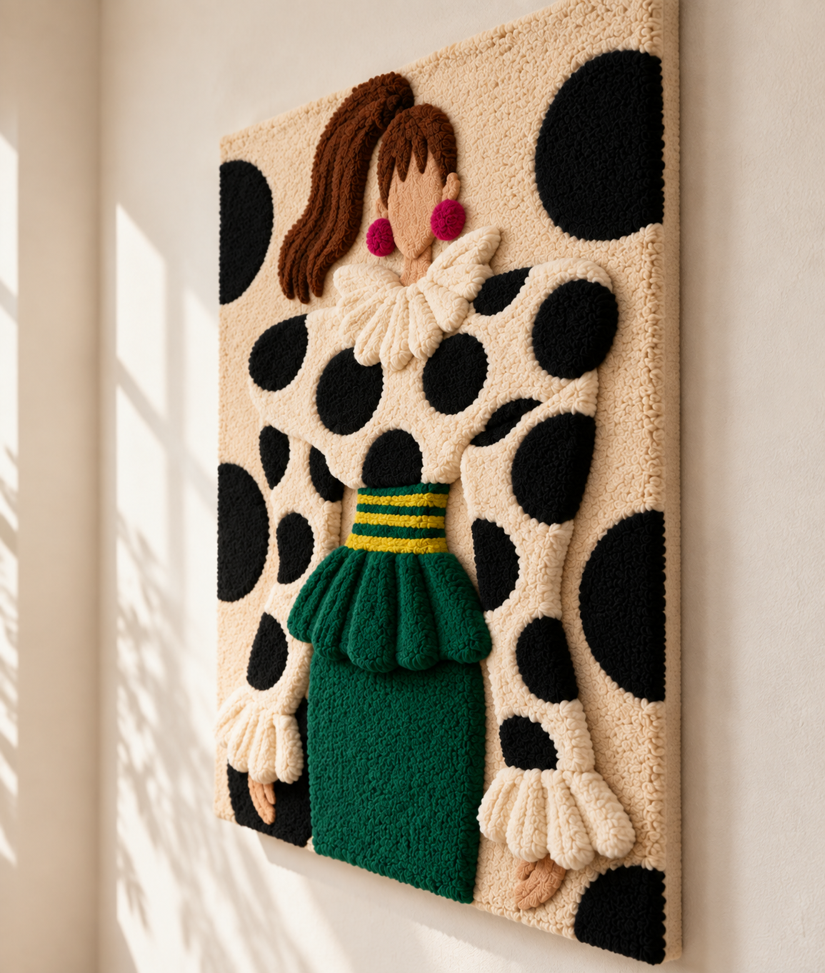 Spots and Emerald Ruffles — angled relief view