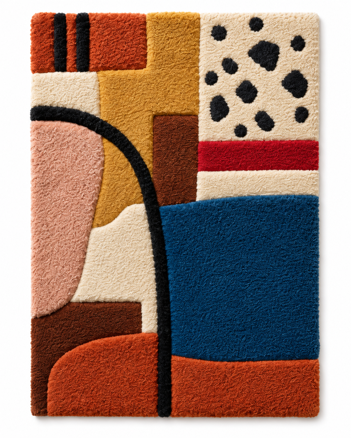 Hewn Earth wall art featuring a spotted corner design and cobalt field with abstract, textured patterns.