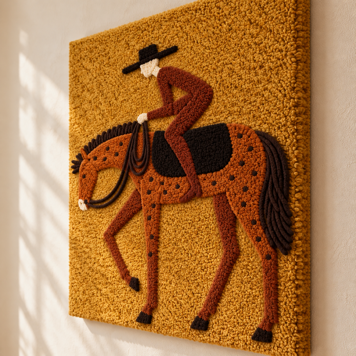 Spotted Horse and Rider by Hewn Earth Studio — angled relief view