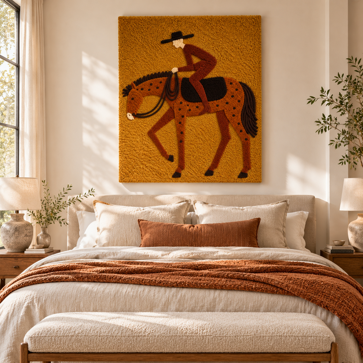 Spotted Horse and Rider by Hewn Earth Studio — room setting