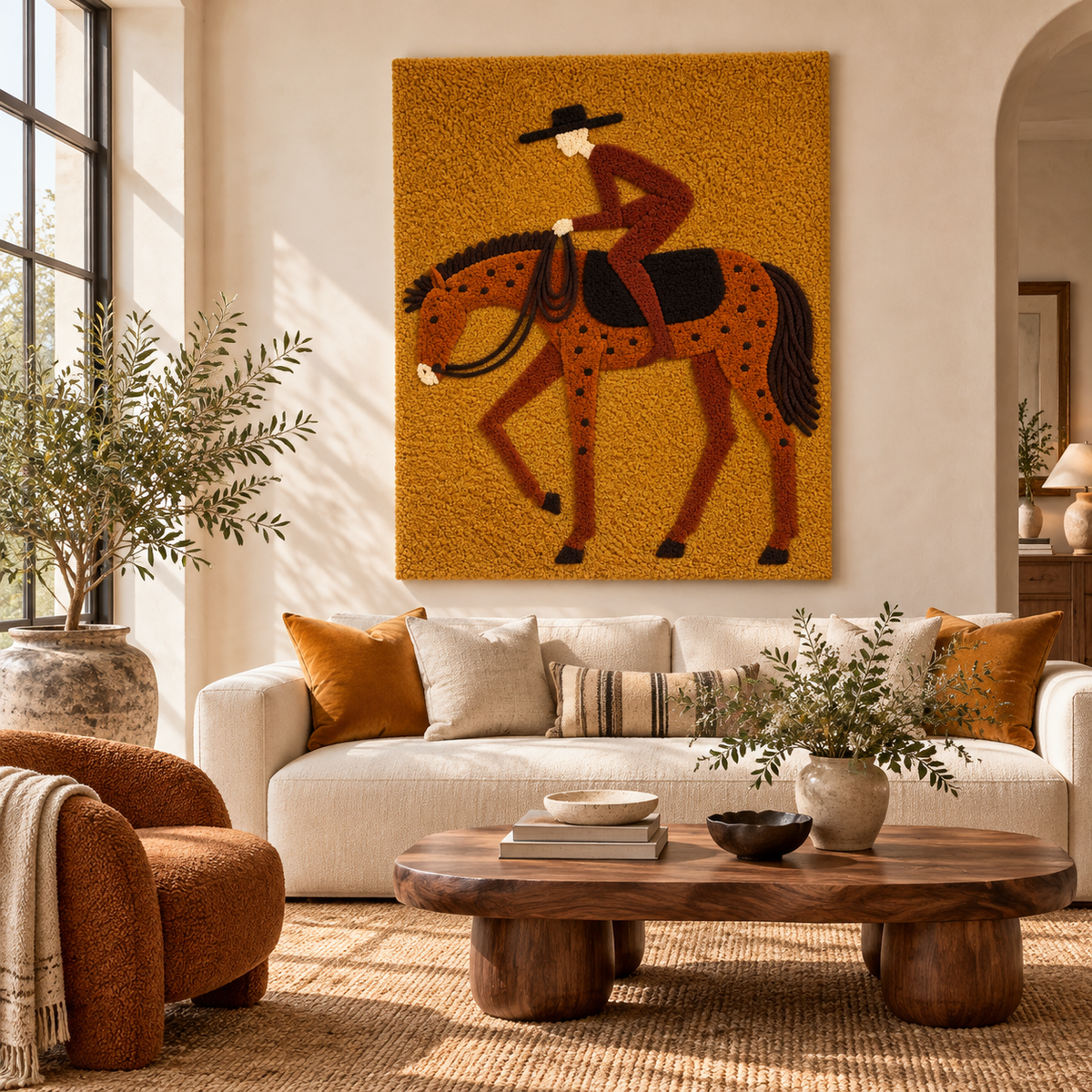 Spotted Horse and Rider by Hewn Earth Studio — room setting
