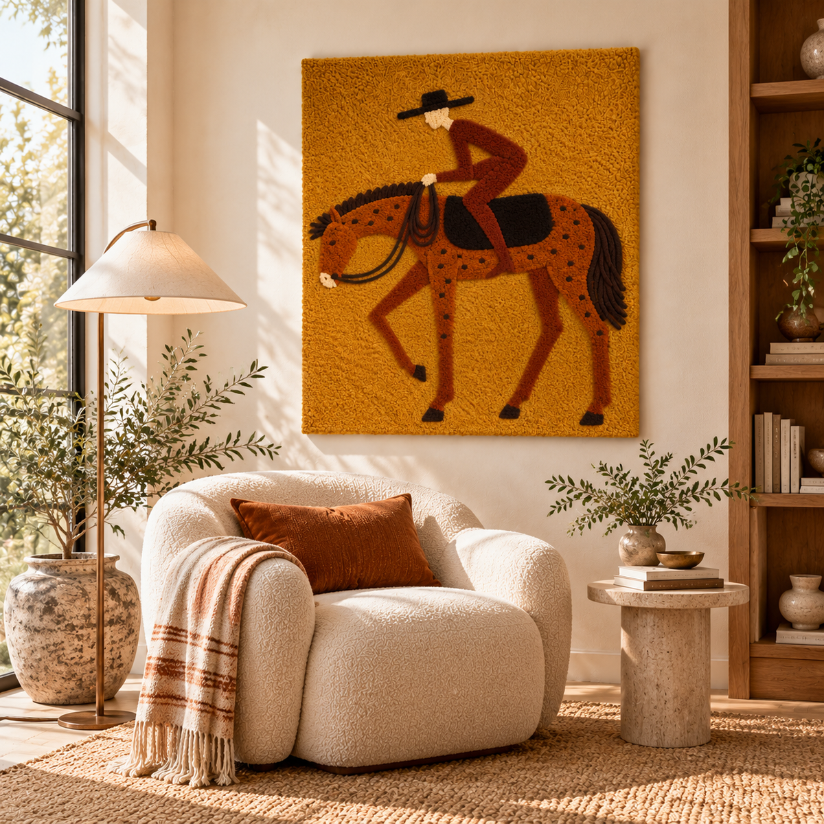 Spotted Horse and Rider by Hewn Earth Studio — room setting