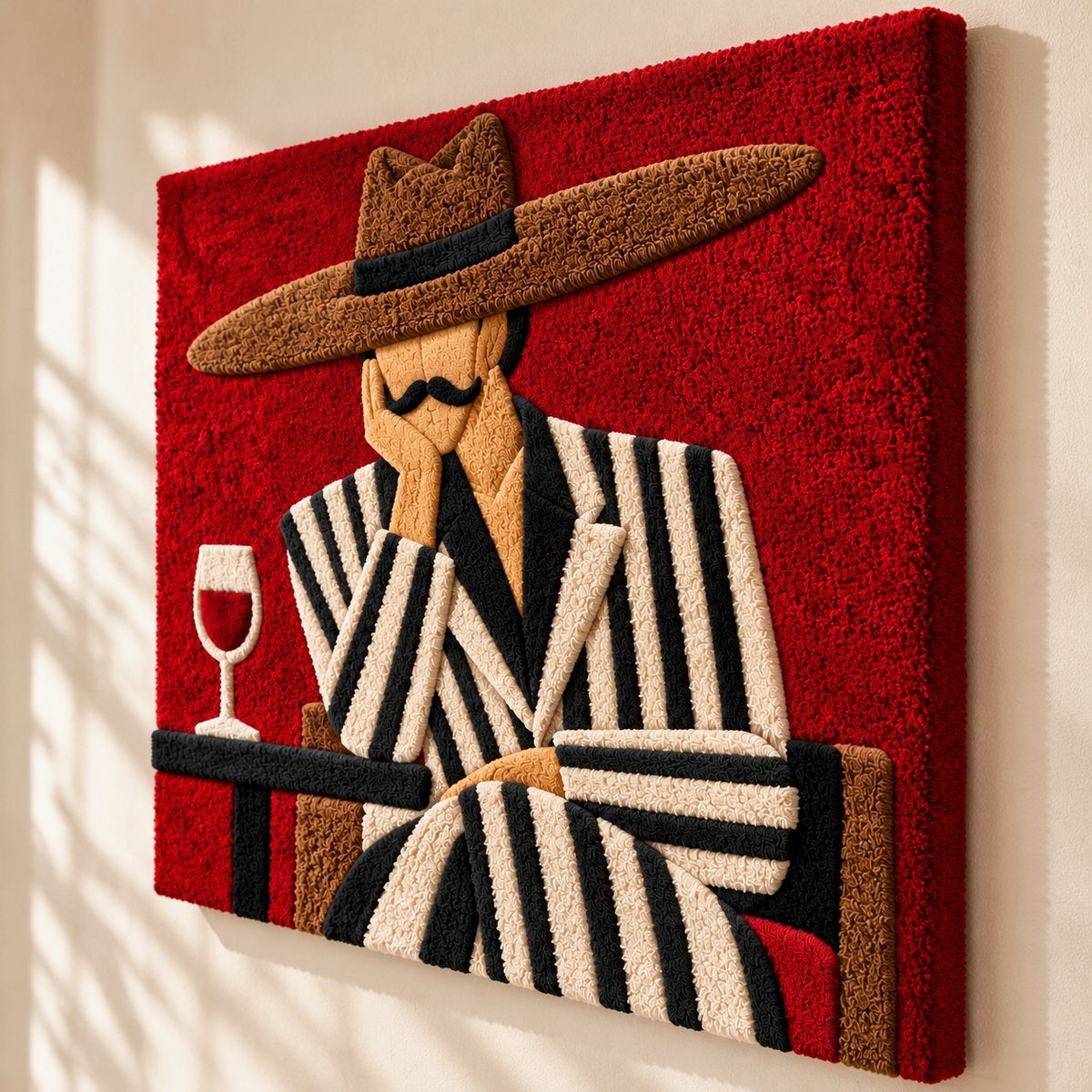 Striped Suit Reverie by Hewn Earth Studio — angled relief view