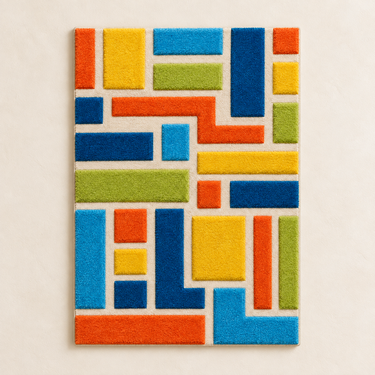 Hewn Earth Summer Block Labyrinth wall art featuring a vibrant, geometric summer-themed design on a light background.