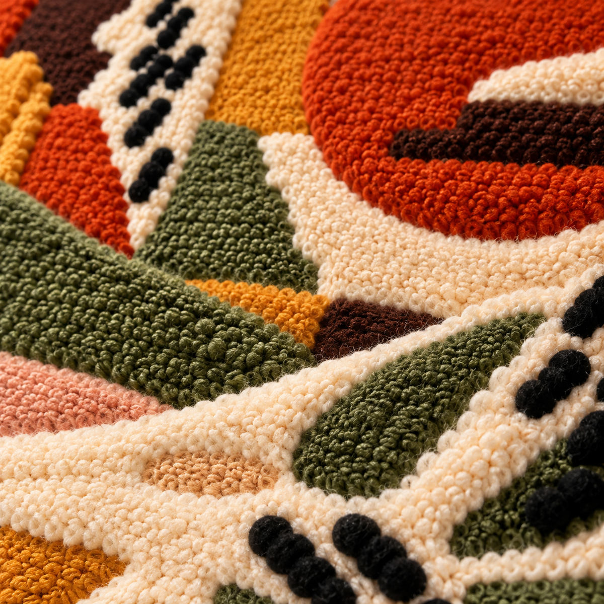 Sun Over the Layered Canyon — tufted wool texture detail