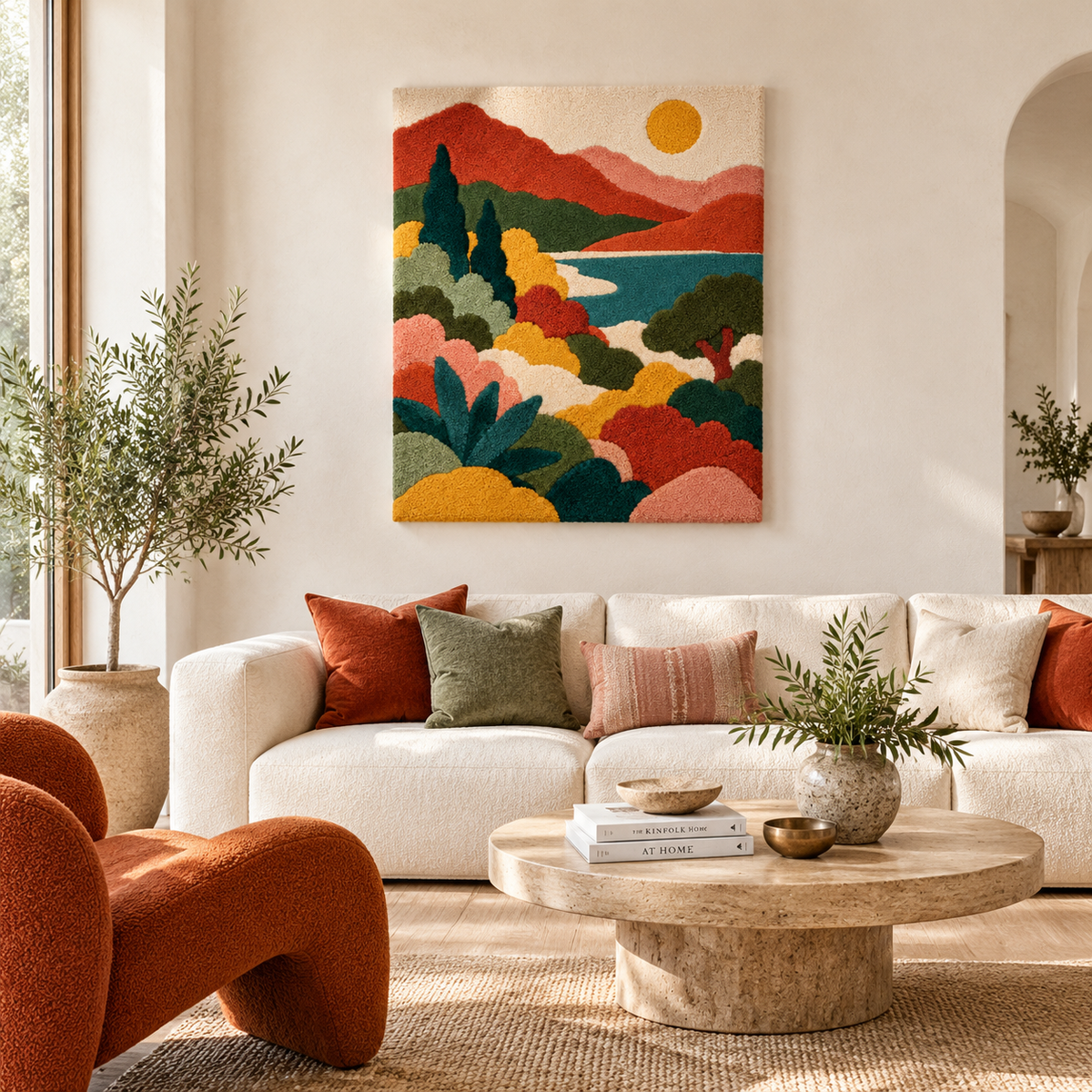 Sun Over the Terracotta Hills — front-facing room scene