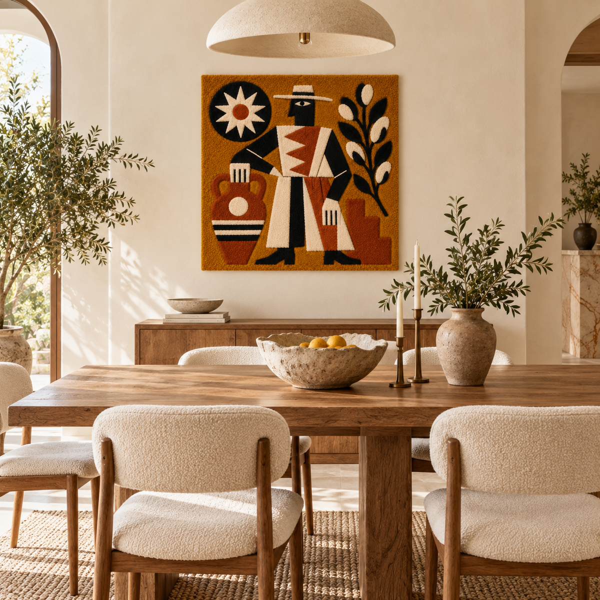 Hewn Earth Sunburst Vase Keeper wall art featuring a vibrant sunburst design with a vase shape, decorative home decor piece.
