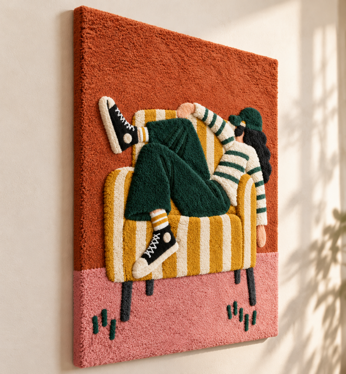 Sunday in the Striped Chair — angled relief view