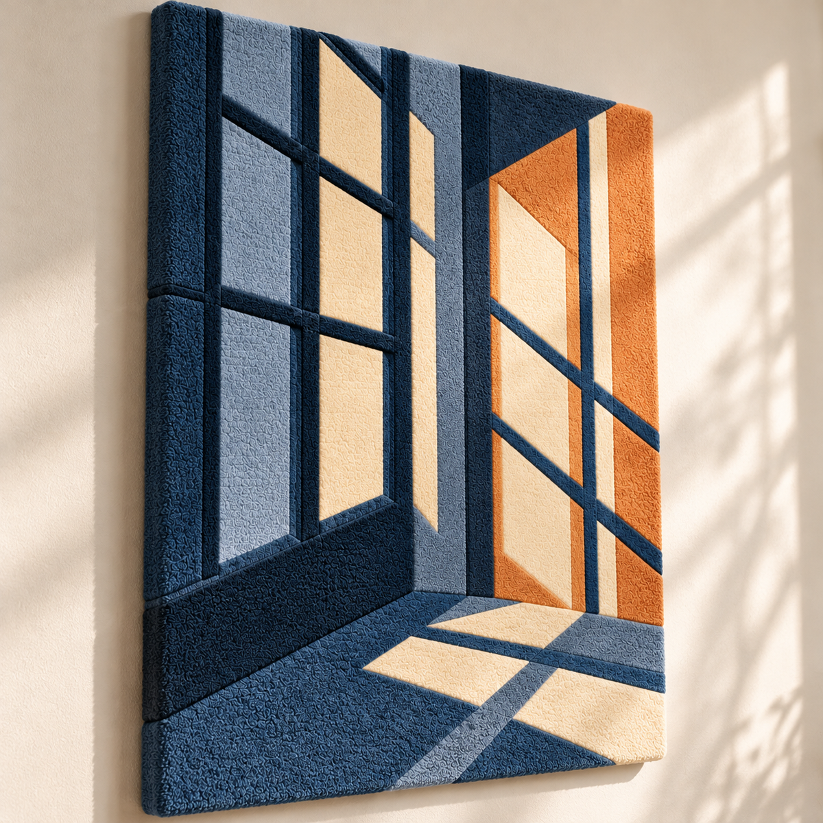 Sunlit Blue Window by Hewn Earth Studio — angled relief view