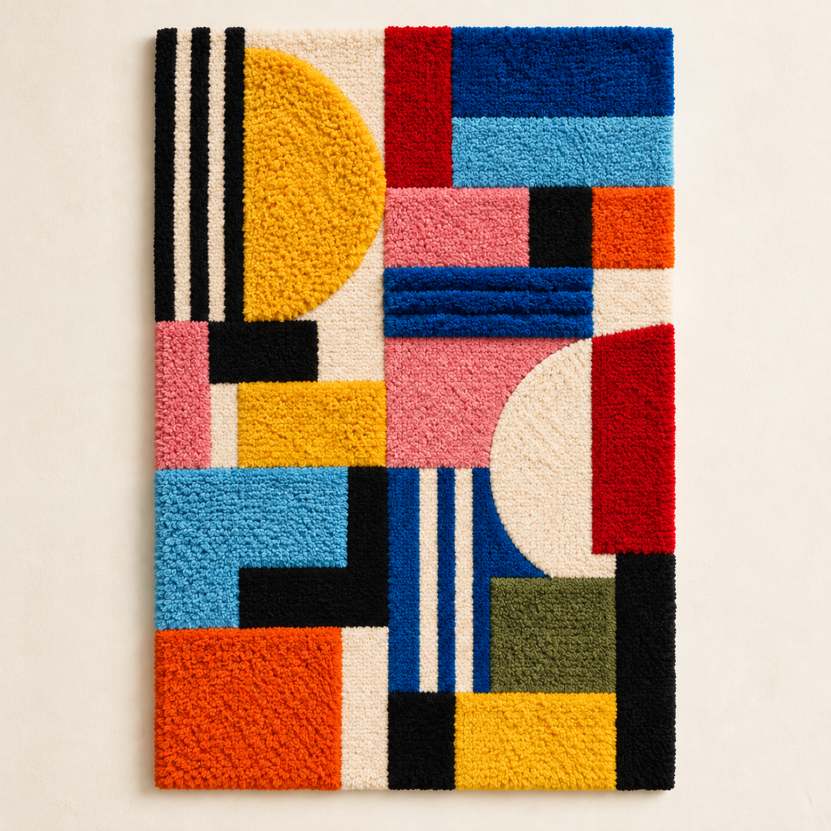 Sunlit Colorblock Sonata wall art by Hewn Earth featuring vibrant, abstract geometric shapes on a light background.