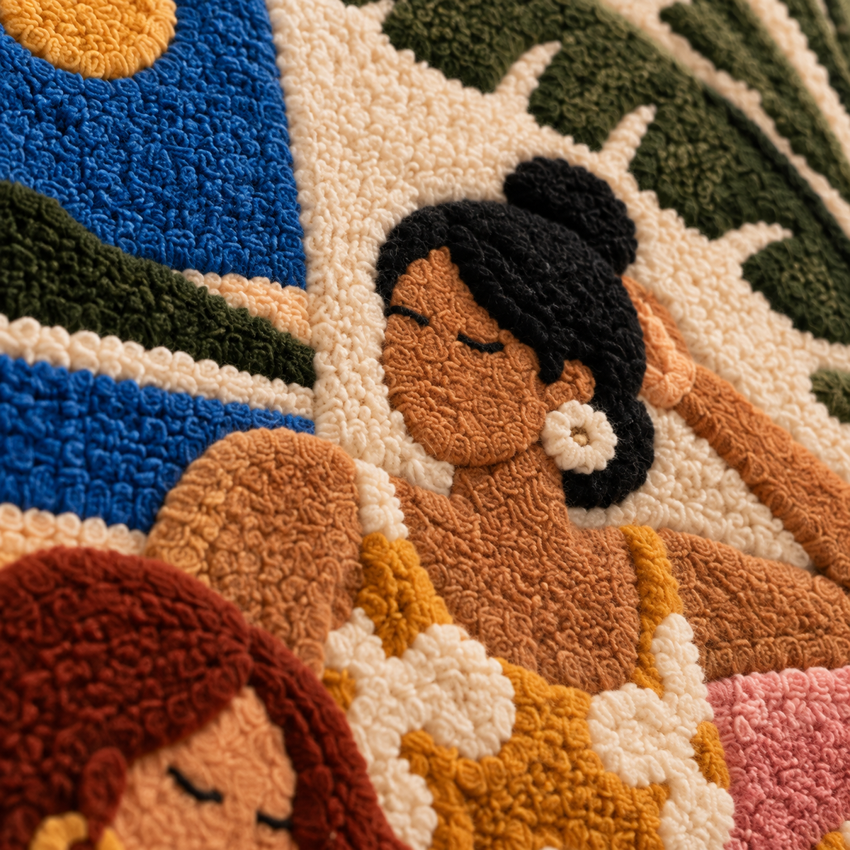 Sunlit Friends — tufted wool texture detail