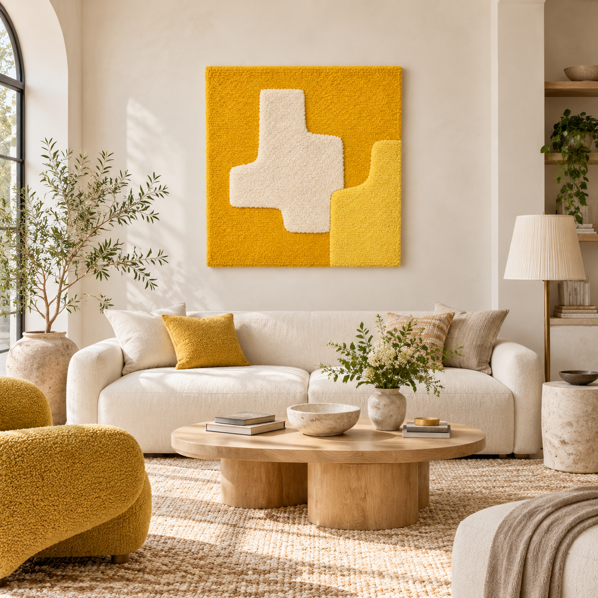 Sunlit Ivory Form — front-facing room scene