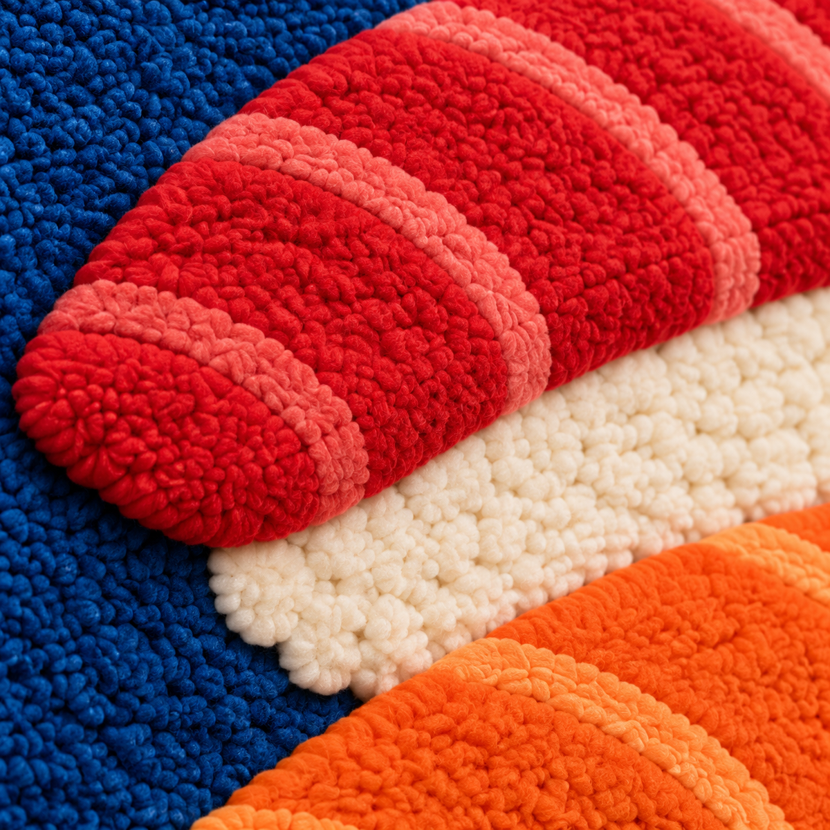 Sushi Trio in Cobalt — tufted wool texture detail
